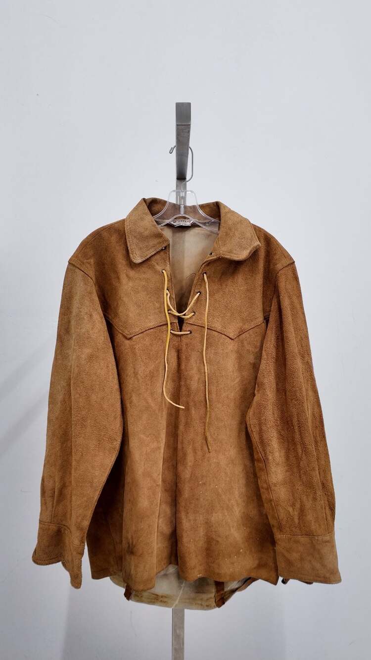 Vintage McGregor Suede Leather Lace-Up Western Shirt - Medium